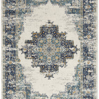 8' X 10' Cream Floral Power Loom Distressed Area Rug