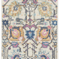 6' Cream Floral Power Loom Runner Rug