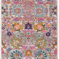 10' Gray Floral Power Loom Runner Rug