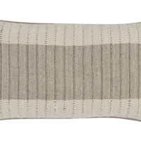 14" X 26" Ivory Linen, Jute Striped Zippered Pillow