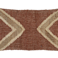 14" X 26" Beige Jute Geometric Zippered Pillow