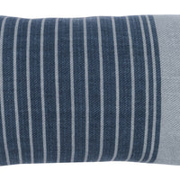 14" X 26" Blue Linen Striped Zippered Pillow