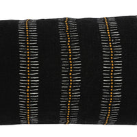 14" X 26" Black Linen Striped Zippered Pillow