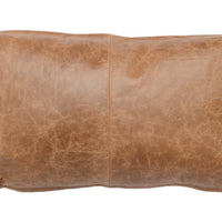 14" X 26" Brown Leather Zippered Pillow