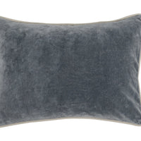 14" X 20" Gray 100% Cotton Zippered Pillow