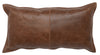 14" X 26" Brown Leather Zippered Pillow