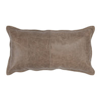 14" X 26" Taupe Leather Zippered Pillow