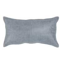 14" X 26" Blue Leather Zippered Pillow