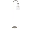 70" Nickel Arched Floor Lamp With Clear Seeded Glass Dome Shade