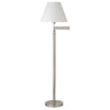 62" Nickel Swing Arm Floor Lamp With White Frosted Glass Empire Shade