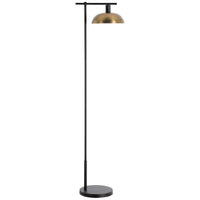 68" Black Reading Floor Lamp With Gold Bowl Shade