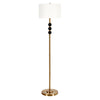 62" Black Traditional Shaped Floor Lamp With White Frosted Glass Drum Shade