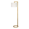 64" Brass Traditional Shaped Floor Lamp With White Frosted Glass Drum Shade