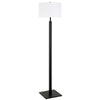 62" Black Traditional Shaped Floor Lamp With White Frosted Glass Drum Shade