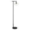 68" Black Reading Floor Lamp With Clear Seeded Glass Globe Shade