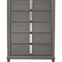 38" Gray Solid Wood Five Drawer Standard Chest