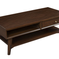 48" Brown Rectangular Coffee Table With Drawer