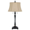 31" Bronze Metal Two Light Table Lamp With Beige Empire Shade