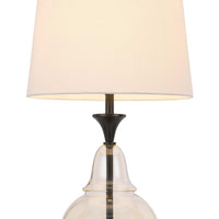 28" Clear Metal Table Lamp With White Empire Shade