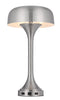 22" Nickel Metal Two Light Usb Table Lamp With Nickel Dome Shade