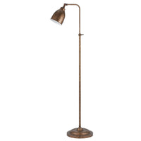 62" Rusted Adjustable Traditional Shaped Floor Lamp With Rust Dome Shade