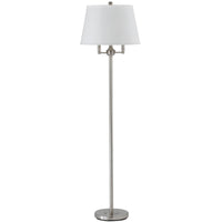 62" Nickel Four Light Traditional Shaped Floor Lamp With White Square Shade