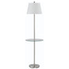 60" Nickel Tray Table Floor Lamp With White Transparent Glass Square Shade