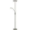 71" Nickel Led Torchiere Floor Lamp With Nickel Dome Shade