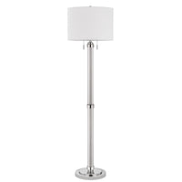 60" Chrome Two Light Traditional Shaped Floor Lamp With White Rectangular Shade