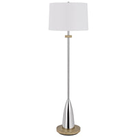 61" Chrome Traditional Shaped Floor Lamp With White Square Shade