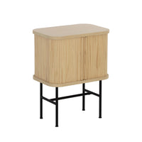 24" Natural Modern Sliding Door Nightstand