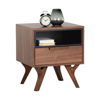 23" Brown Wood One Drawer Nightstand