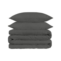 Gray King Cotton Blend 1500 Thread Count Washable Duvet Cover Set