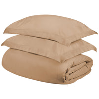 Beige Twin Cotton Blend 300 Thread Count Washable Duvet Cover Set