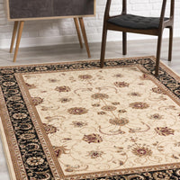 10' X 13' Black And Tan Oriental Washable Non Skid Area Rug