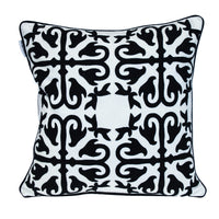 18" X 18" Black 100% Cotton Geometric Zippered Pillow