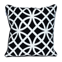 18" X 18" Black 100% Cotton Geometric Zippered Pillow