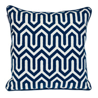 18" X 18" Blue 100% Cotton Geometric Zippered Pillow