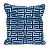 18" X 18" Blue 100% Cotton Geometric Zippered Pillow