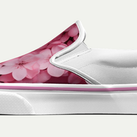 Pink Impatiens Floral Authentic Vans Slip-on Shoes