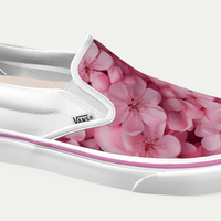 Pink Impatiens Floral Authentic Vans Slip-on Shoes