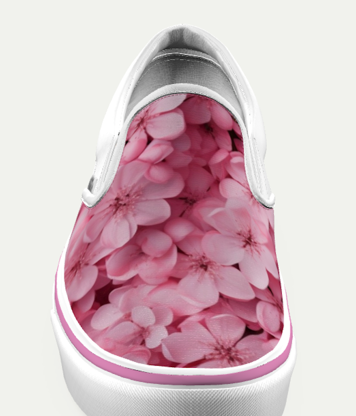 Pink Impatiens Floral Authentic Vans Slip-on Shoes