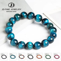 Blue Tiger Eye Natural Stone Buddha Bracelet for Men or Women