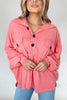 Pink Corded Flap Pocket Henley Top