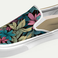 Floral Camo with a Hint of Pink Vans Slip-on Platform Shoes