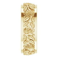 14K Yellow 7mm Rose Floral Band