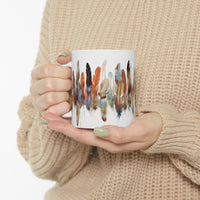 Feathers All Around White Ceramic Mug 11oz