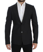 Gray wool slim fit blazer