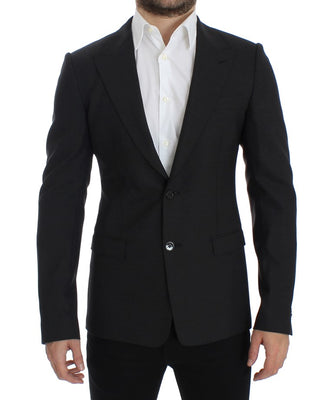 Gray wool slim fit blazer