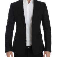 Black silk slim fit blazer